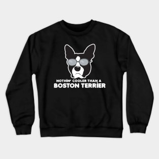 Boston Terrier Neutral Gray Pattern - Cool Like a Boston Terrier Funny Dog Gifts Crewneck Sweatshirt